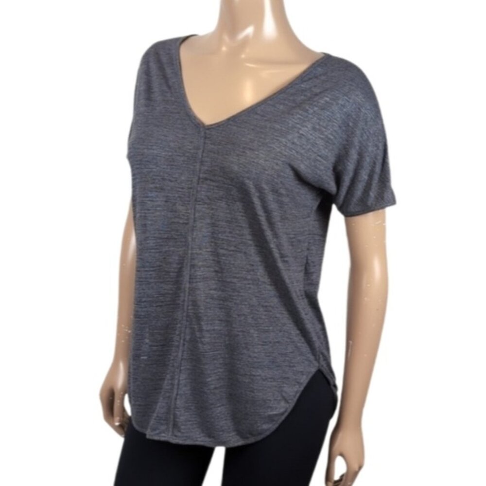 Banana Republic Grey Short Sleeve Relaxed Tshirt Silver Metallic Gray Vneck XS